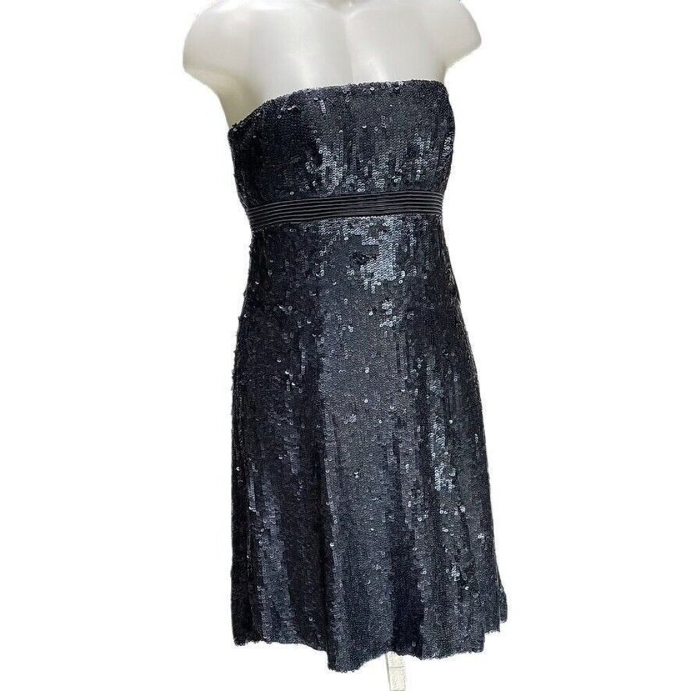 Strapless Black Sequin Cocktail Dress Knee-Length by BADGLEY MISCHKA - Picture 14 of 14